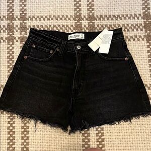 Abercrombie Black Jean Shorts Distressed High-Waisted